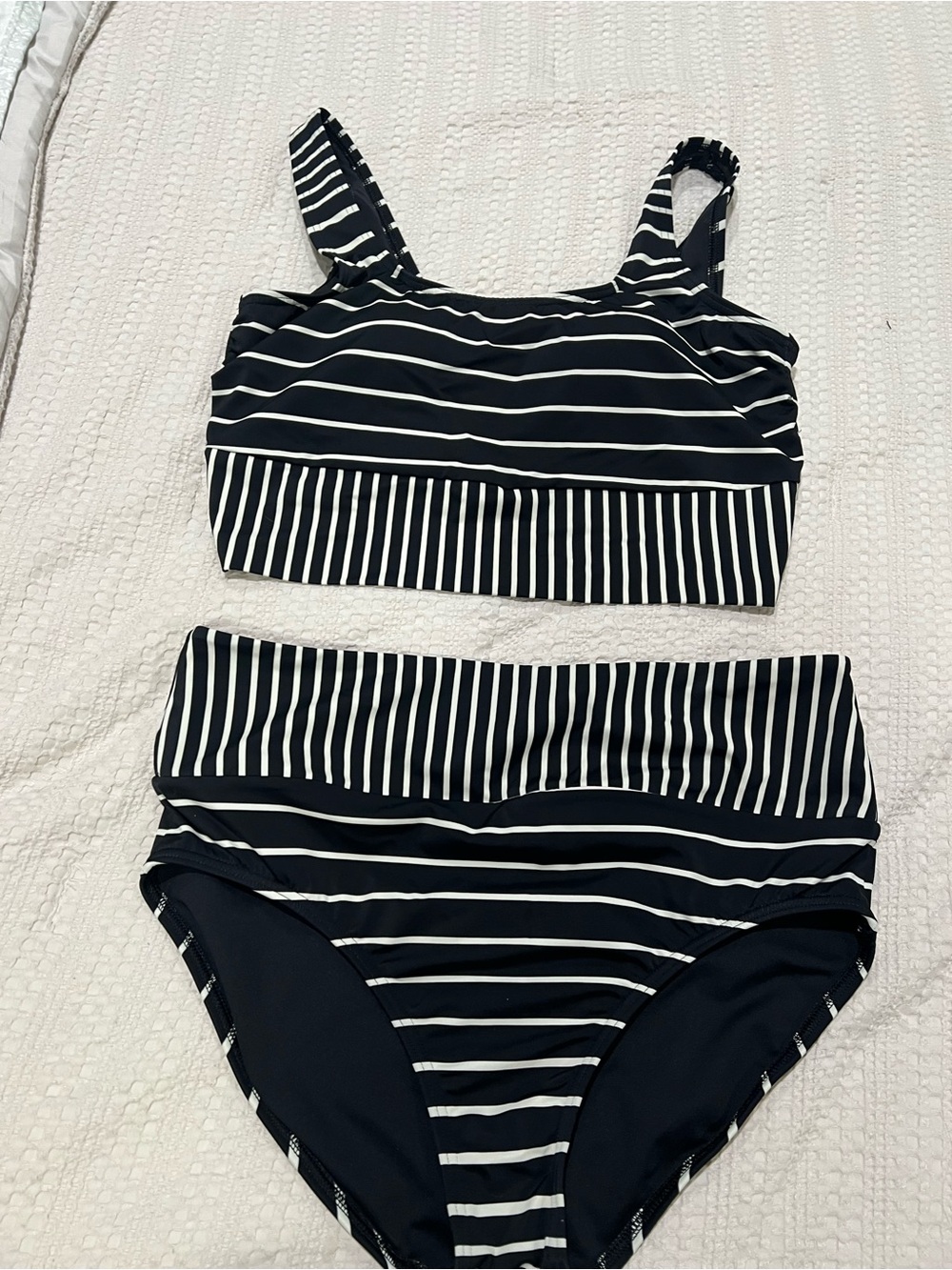 Lands' End Navy and White Striped Bikini Set
